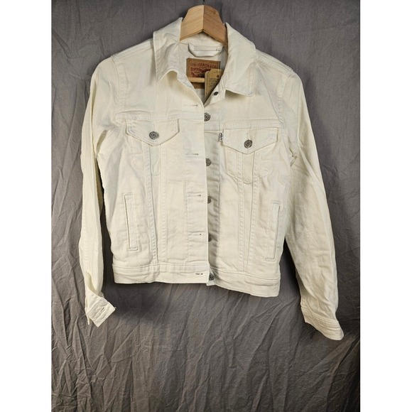 Levi's Jackets & Blazers - Levis Womens Original Trucker Jacket Cream White Denim Stretch 299450210 XS NEW